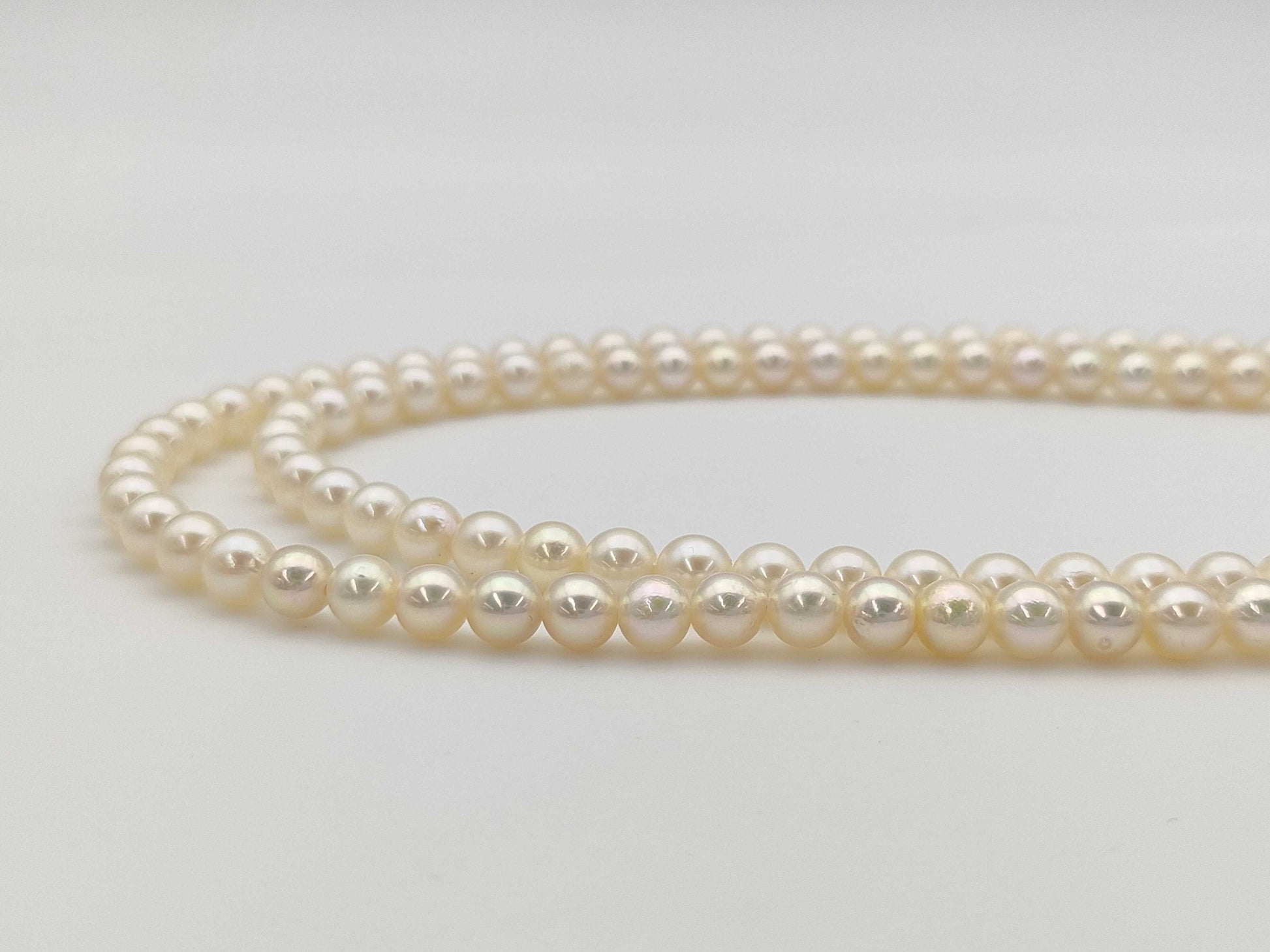Long Akoya Semi Round Pearl Diameter Approx. 54-5.9mm SV 41.6g Necklace 