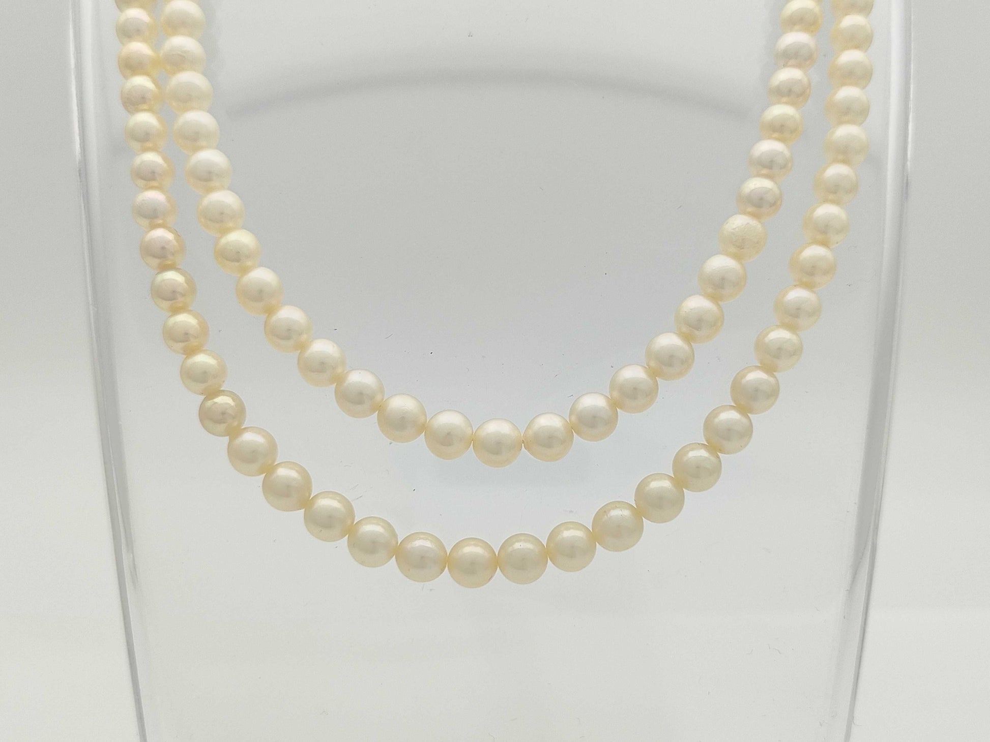 Long Akoya Semi Round Pearl Diameter Approx. 54-5.9mm SV 41.6g Necklace 
