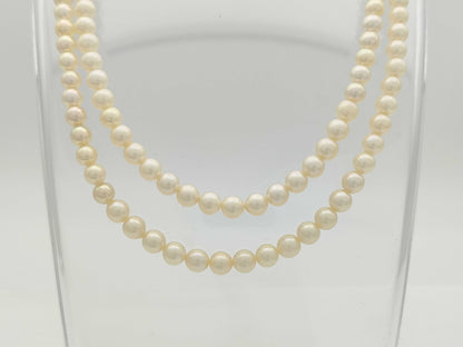 Long Akoya Semi Round Pearl Diameter Approx. 54-5.9mm SV 41.6g Necklace 