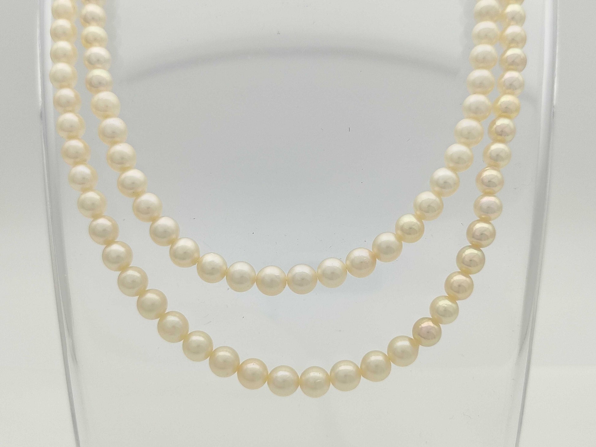 Long Akoya Semi Round Pearl Diameter Approx. 54-5.9mm SV 41.6g Necklace 