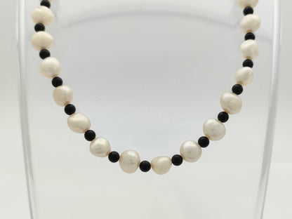 Colored stone freshwater pearl diameter approx. 7.0-8.0mm SV 27.3g necklace 