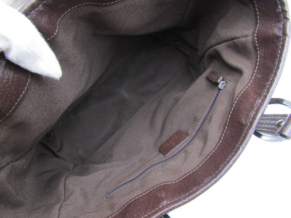 GUCCI GG Canvas Leather 113019 S Hardware Brown Tote Bag