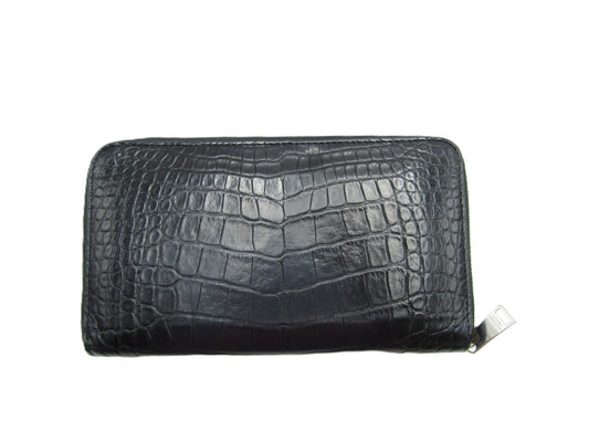 BOTTEGA VENETA Crocoa Round Wallet Black S Hardware Wallet