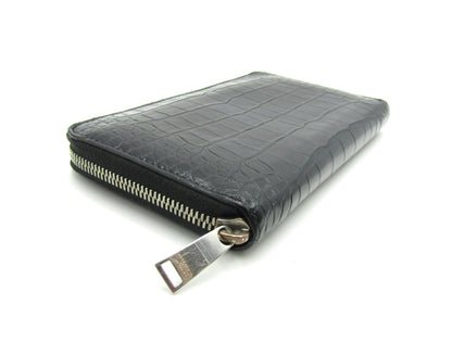 BOTTEGA VENETA Crocoa Round Wallet Black S Hardware Wallet