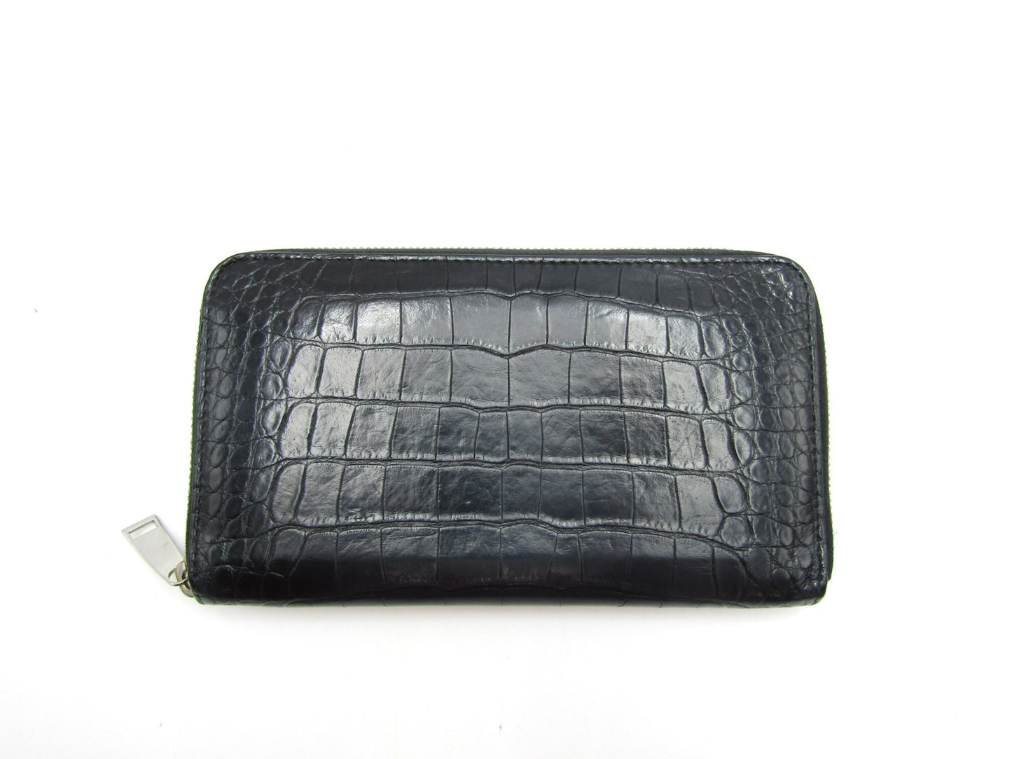 BOTTEGA VENETA Crocoa Round Wallet Black S Hardware Wallet