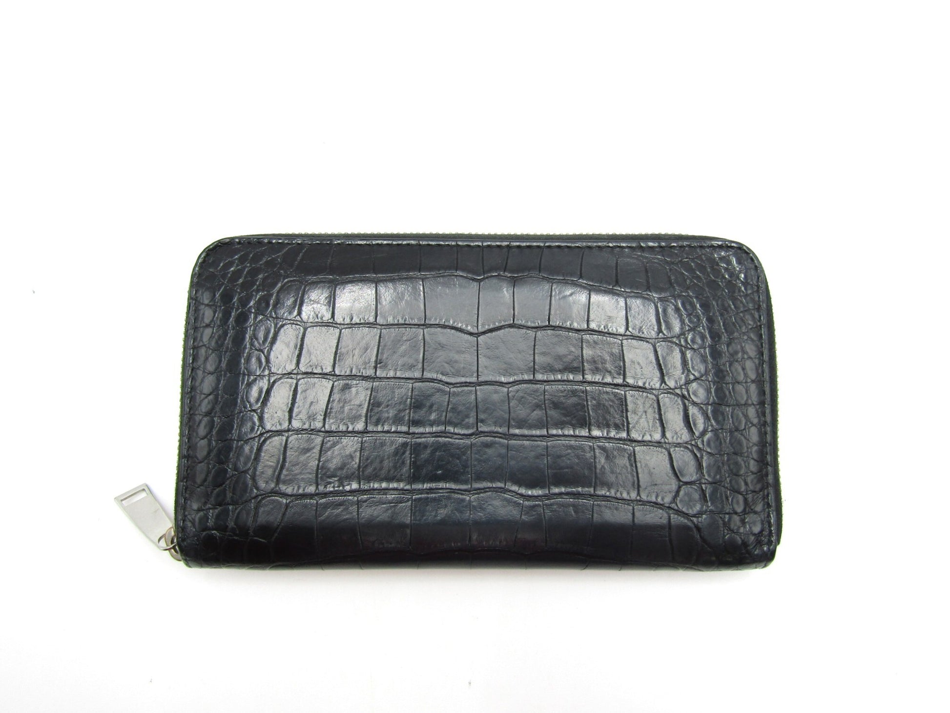 BOTTEGA VENETA Crocoa Round Wallet Black S Hardware Wallet