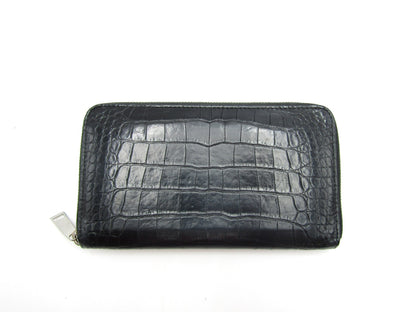 BOTTEGA VENETA Crocoa Round Wallet Black S Hardware Wallet