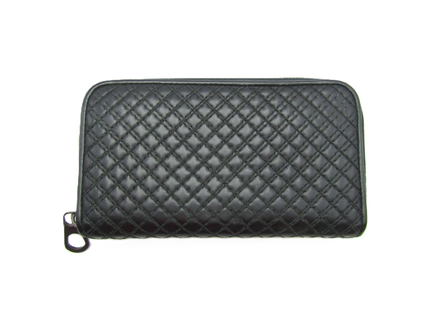BOTTEGA VENETA Quilted Round Wallet Black/Leather Wallet