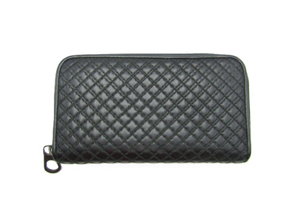 BOTTEGA VENETA Quilted Round Wallet Black/Leather Wallet