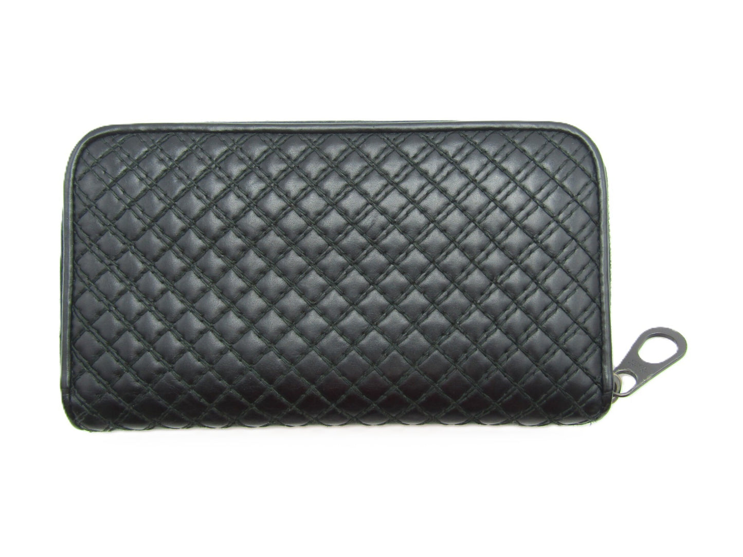 BOTTEGA VENETA Quilted Round Wallet Black/Leather Wallet