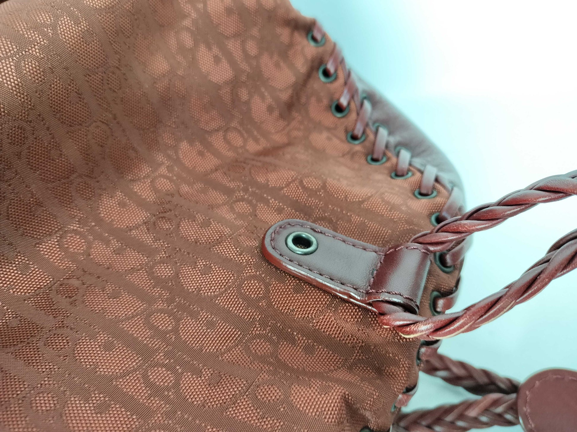 Dior Christian Dior Ethnic Line Handbag Nylon x Leather Handbag