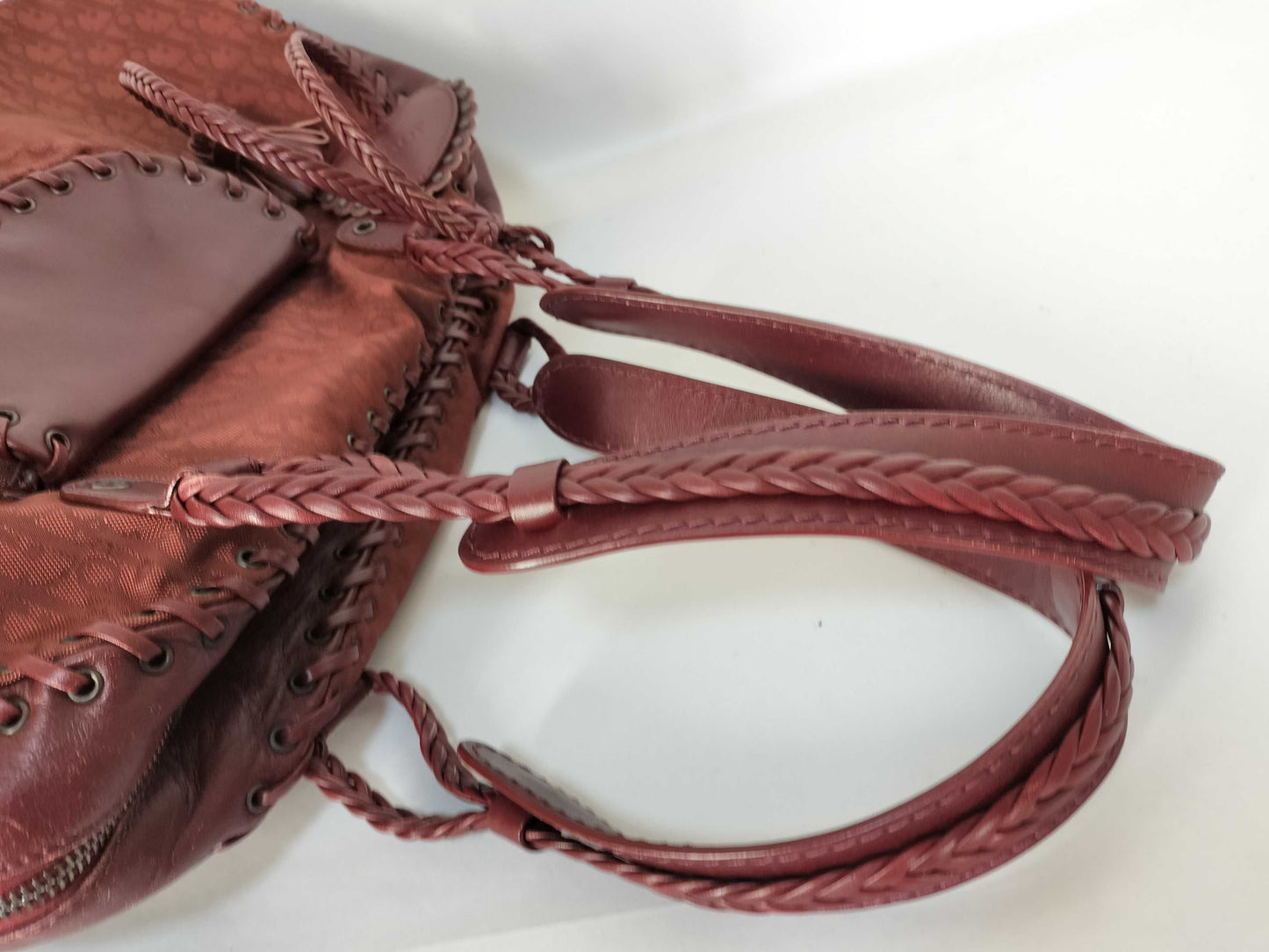 Dior Christian Dior Ethnic Line Handbag Nylon x Leather Handbag