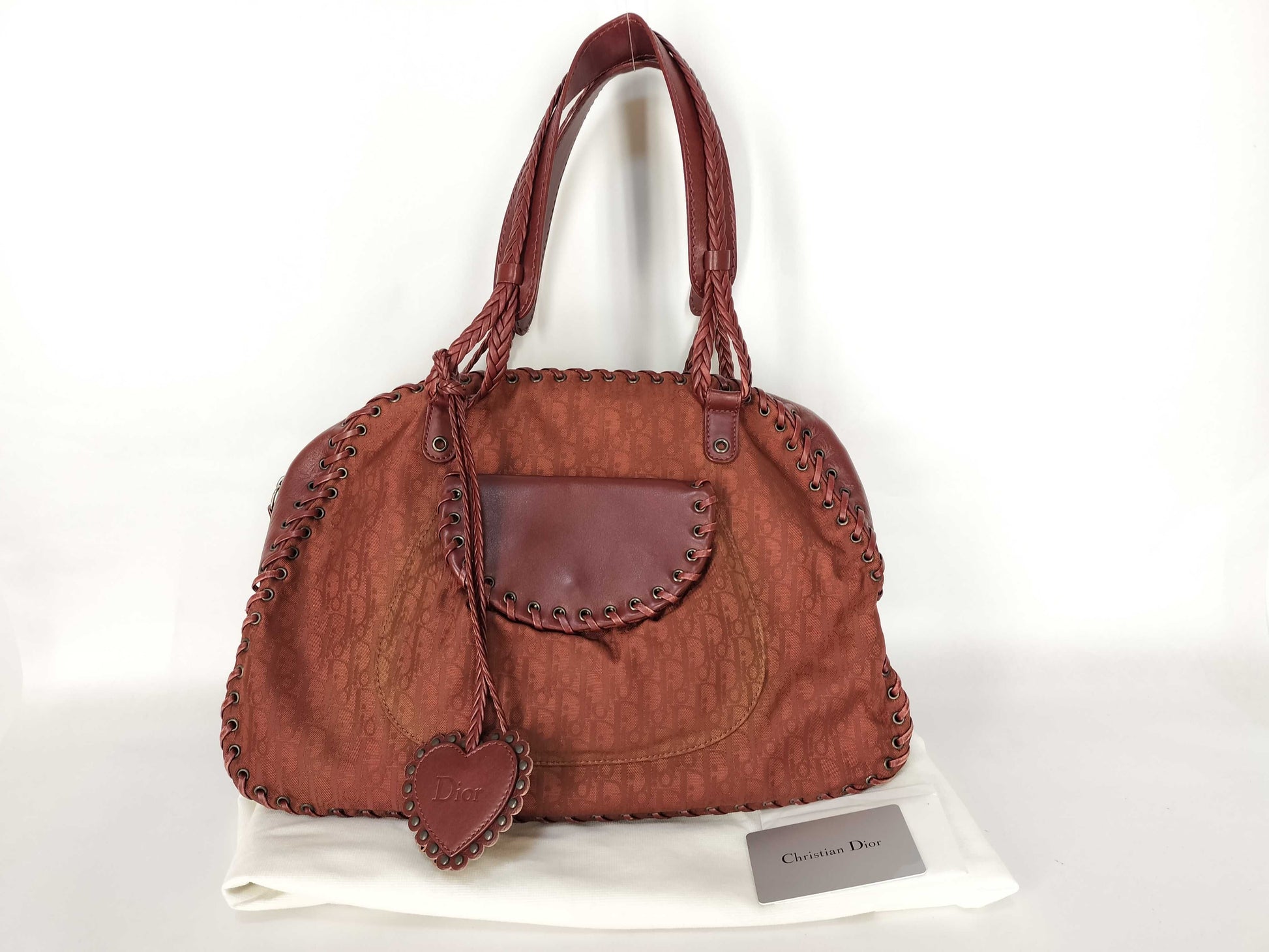 Dior Christian Dior Ethnic Line Handbag Nylon x Leather Handbag