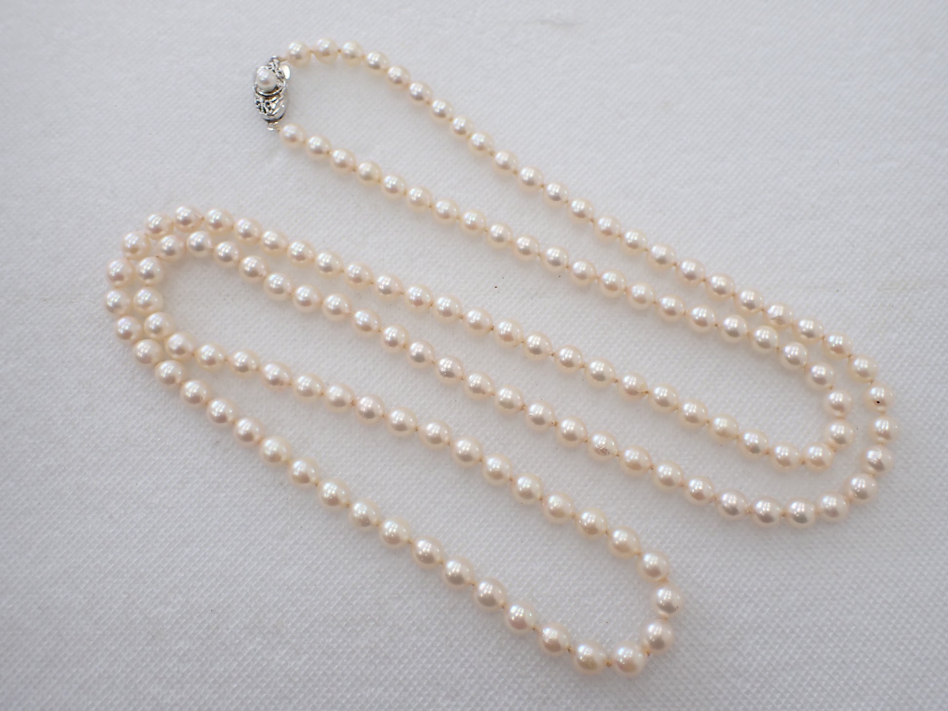Long Semi-Round Pearl Diameter Approx. 6.5-7.0mm SV 63.2g Necklace 
