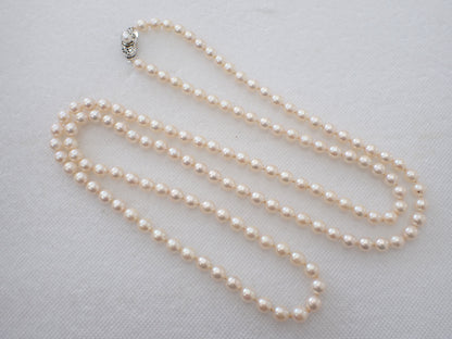 Long Semi-Round Pearl Diameter Approx. 6.5-7.0mm SV 63.2g Necklace 