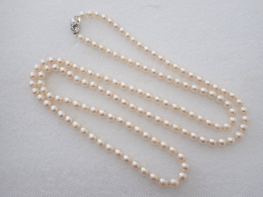 Long Semi-Round Pearl Diameter Approx. 6.5-7.0mm SV 63.2g Necklace 
