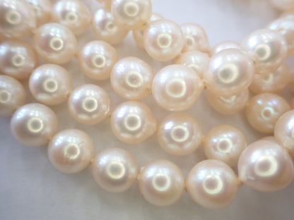 Long Semi-Round Pearl Diameter Approx. 6.5-7.0mm SV 63.2g Necklace 