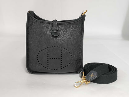 HERMES Evelyn TPM Black Gold Hardware Z-Engraved Shoulder Bag