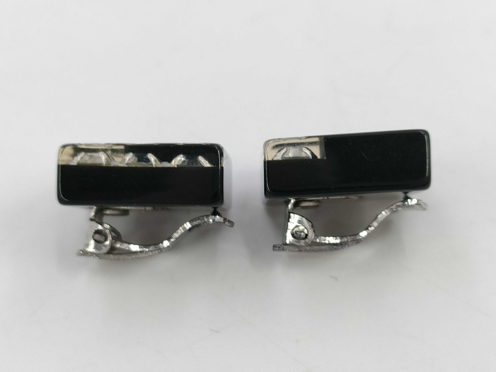 CHANEL Coco Mark Square Rhinestone Earrings Rice Earrings