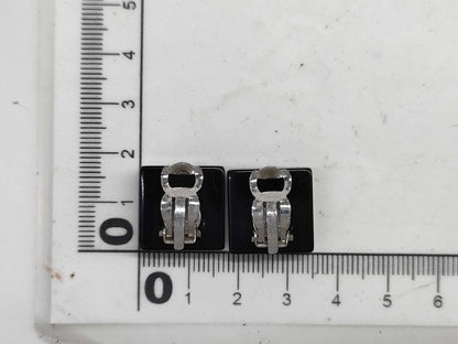 CHANEL Coco Mark Square Rhinestone Earrings Rice Earrings