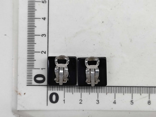 CHANEL Coco Mark Square Rhinestone Earrings Rice Earrings