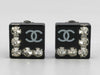 CHANEL Coco Mark Square Rhinestone Earrings Rice Earrings
