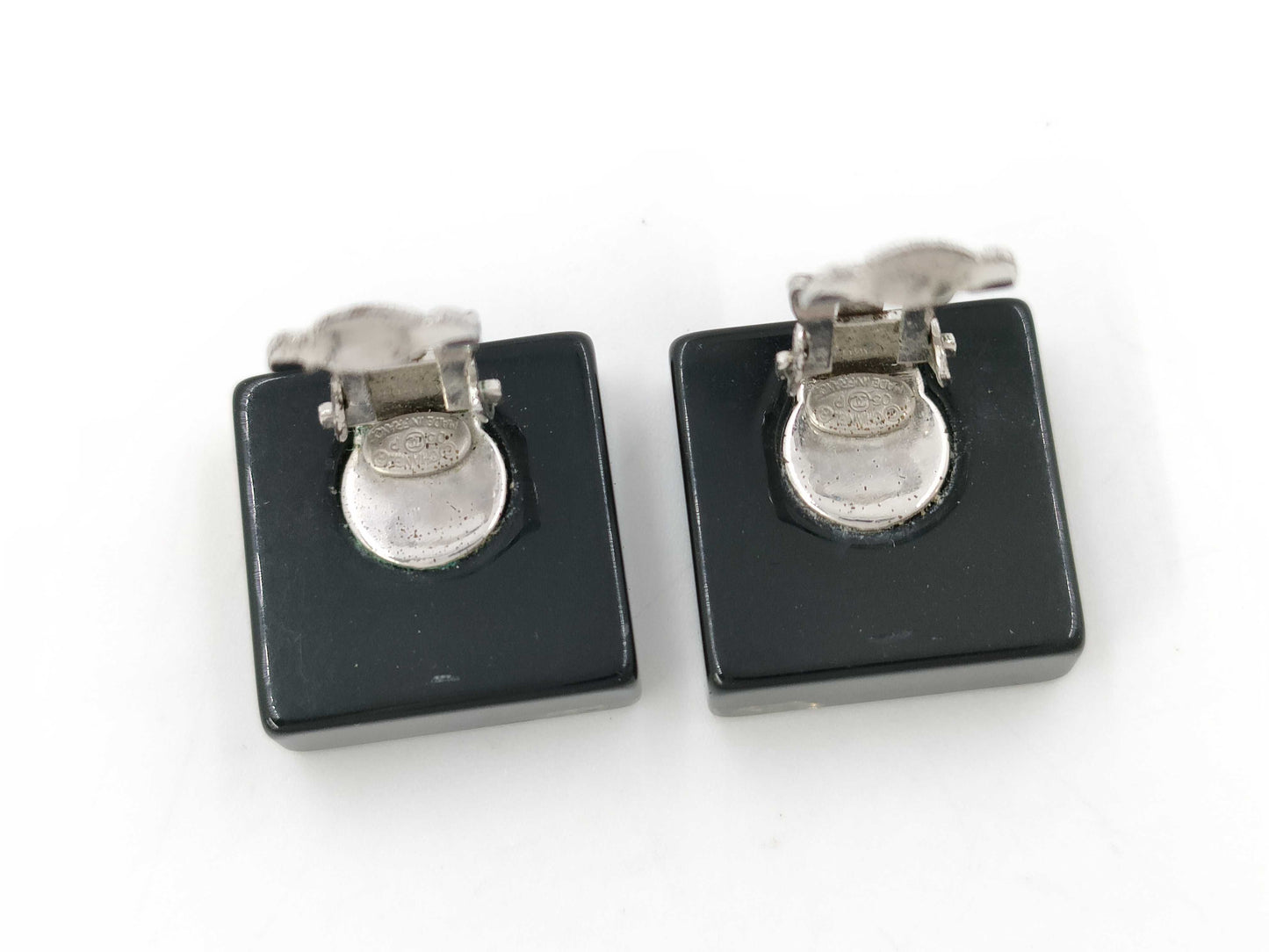 CHANEL Coco Mark Square Rhinestone Earrings Rice Earrings