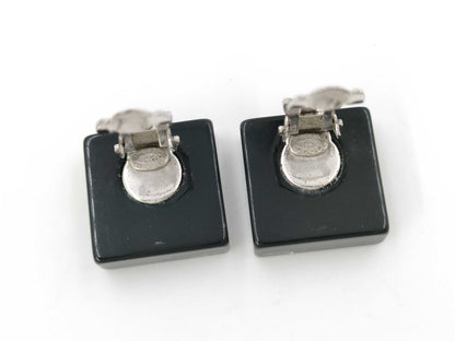 CHANEL Coco Mark Square Rhinestone Earrings Rice Earrings