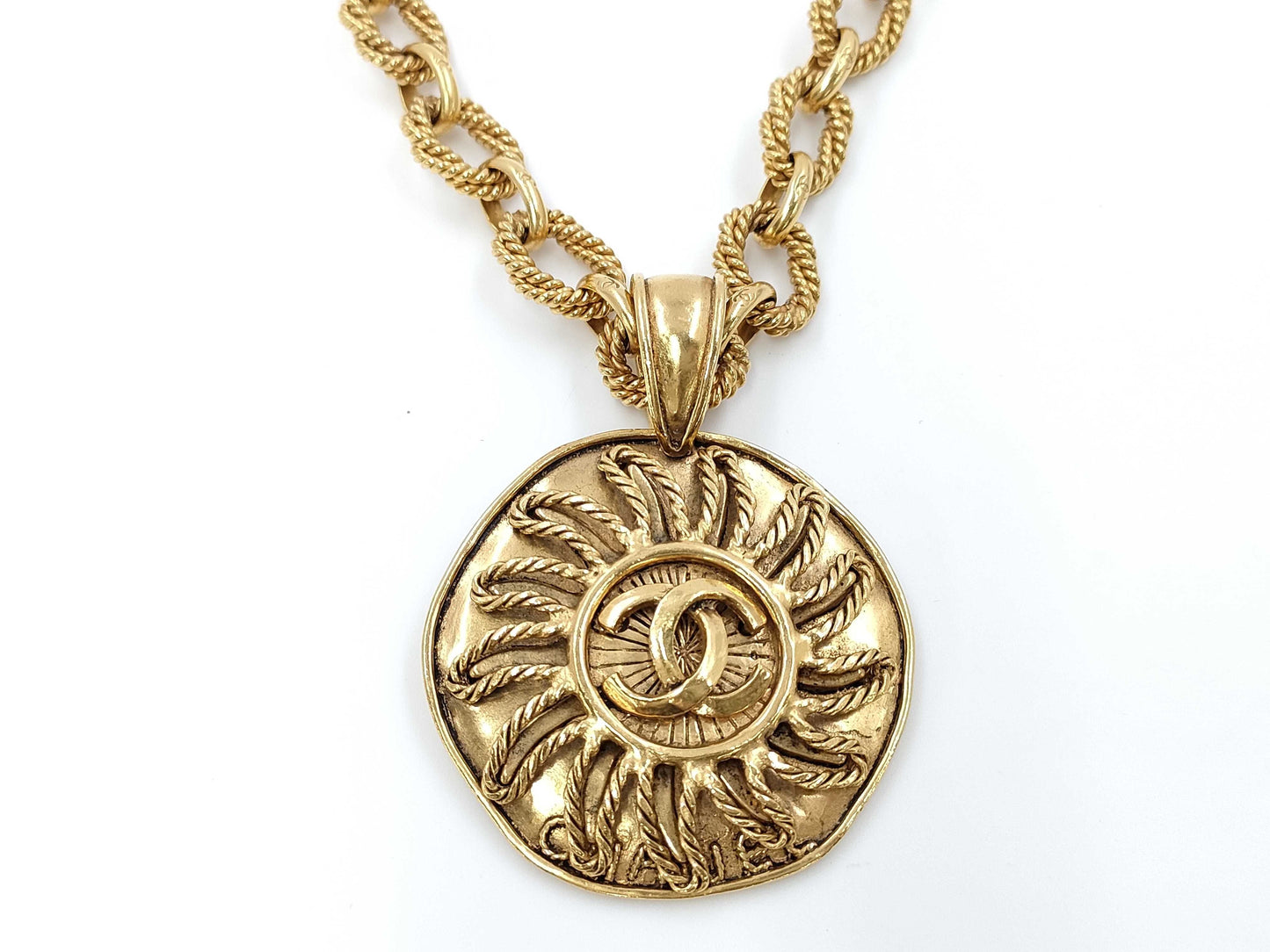 CHANEL Sun Motif Coco Mark Necklace Rice Necklace