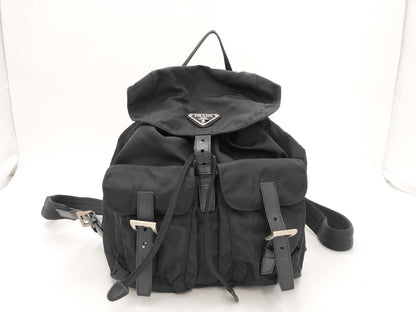 PRADA Triangle Logo Backpack Black Rucksack