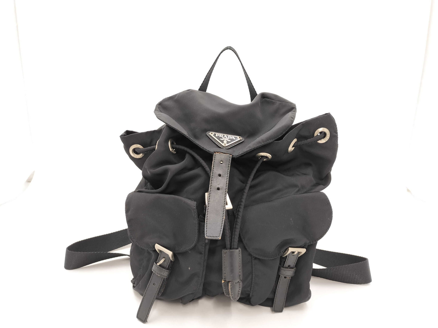 PRADA Triangle Logo Backpack Black Rucksack