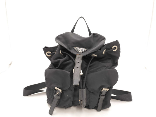 PRADA Triangle Logo Backpack Black Rucksack