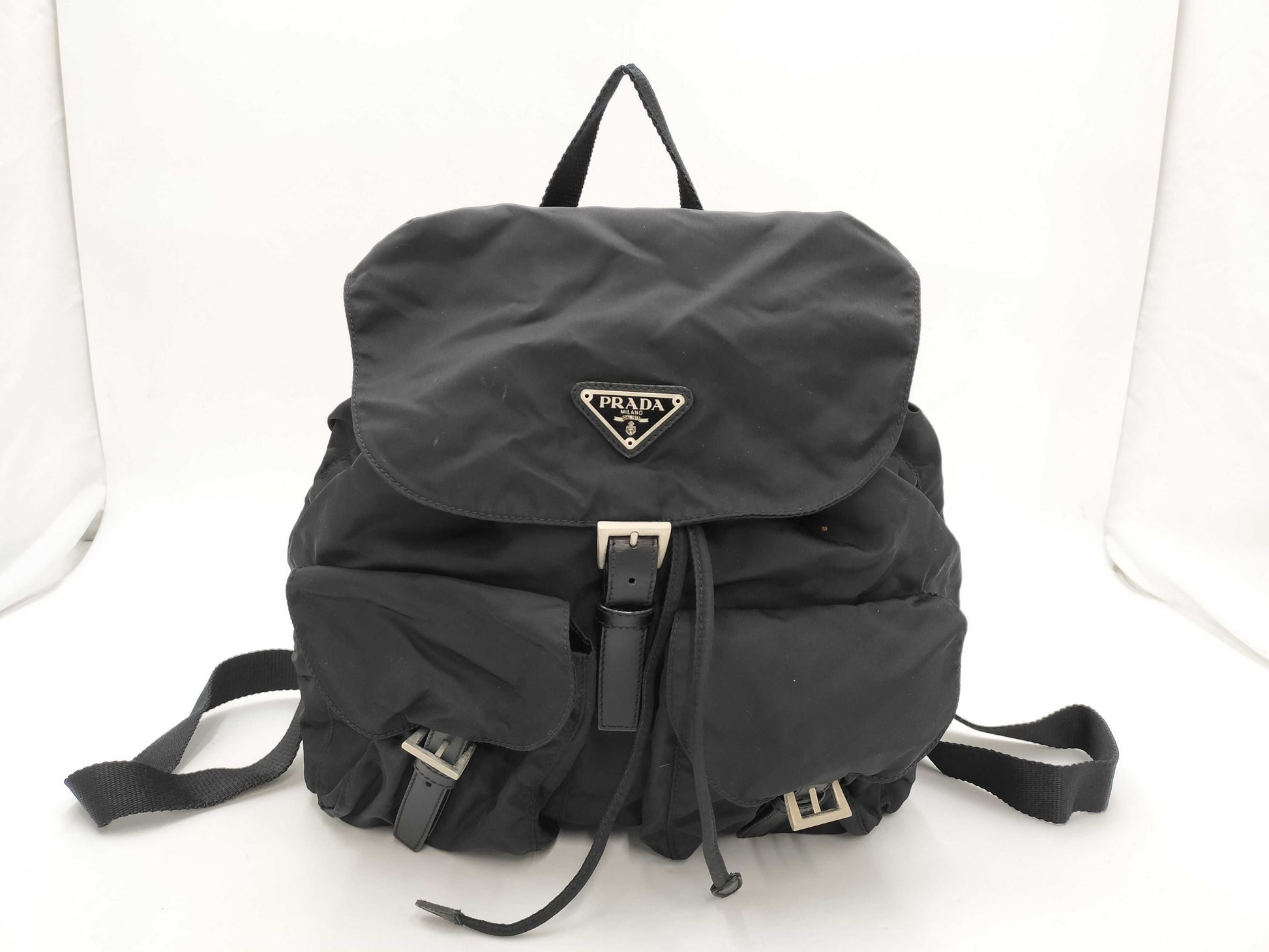 PRADA Triangle Logo Backpack Black Rucksack