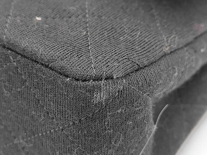 CHANEL Chain Cotton Jersey Black Shoulder Bag