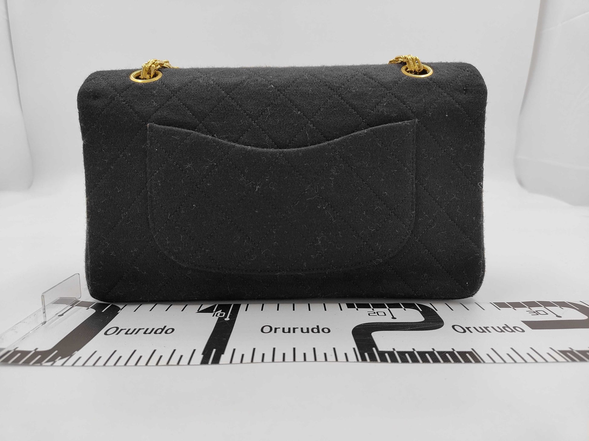 CHANEL Chain Cotton Jersey Black Shoulder Bag