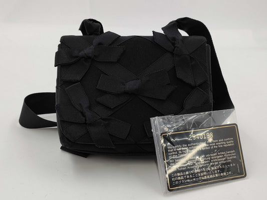 CHANEL Shoulder Satin Ribbon Black Shoulder Bag