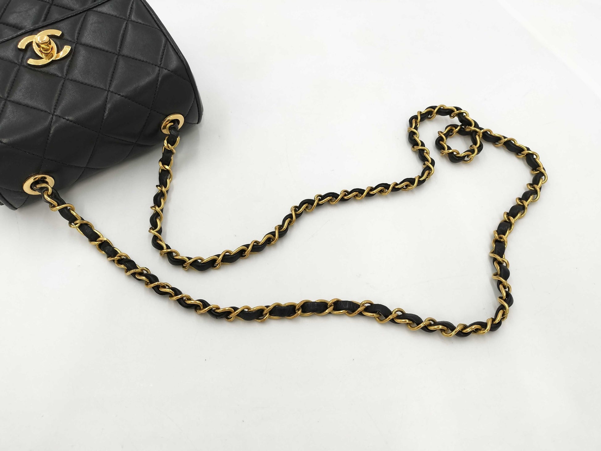 CHANEL Lambskin Black Square Shoulder Bag