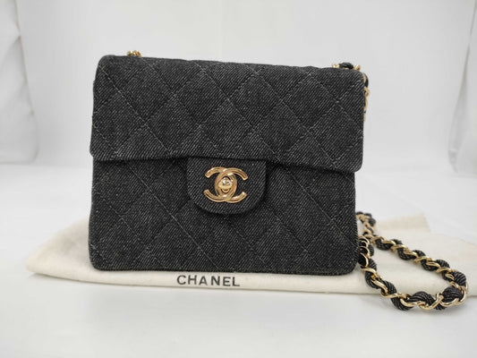 CHANEL Chain Mini Denim Black Shoulder Bag