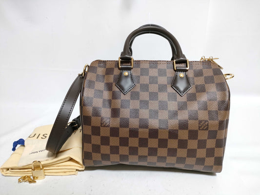 LOUIS VUITTON Damier LV Damier Speedy Bandouliere 25 Handbag