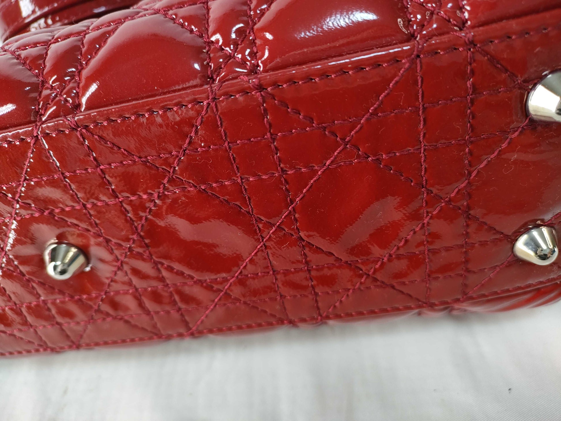 Dior Lady Dior C Dior Lady Dior Enamel Red Handbag
