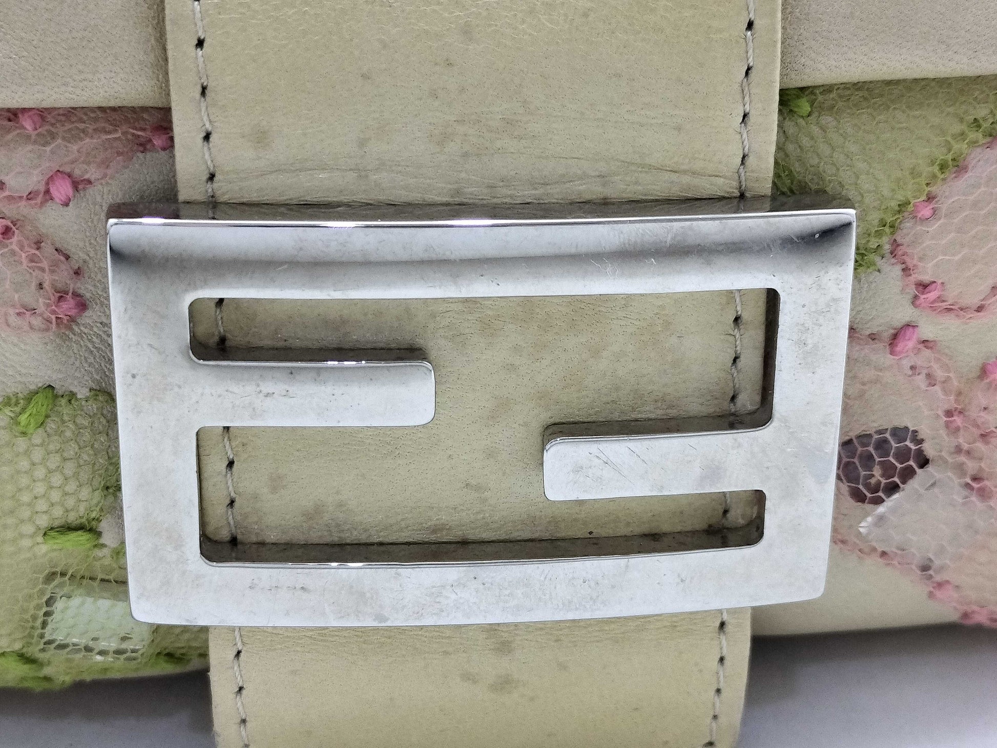 FENDI Mamma Mamma Leather Lace Bijou Shoulder Bag Handbag