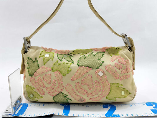 FENDI Mamma Mamma Leather Lace Bijou Shoulder Bag Handbag