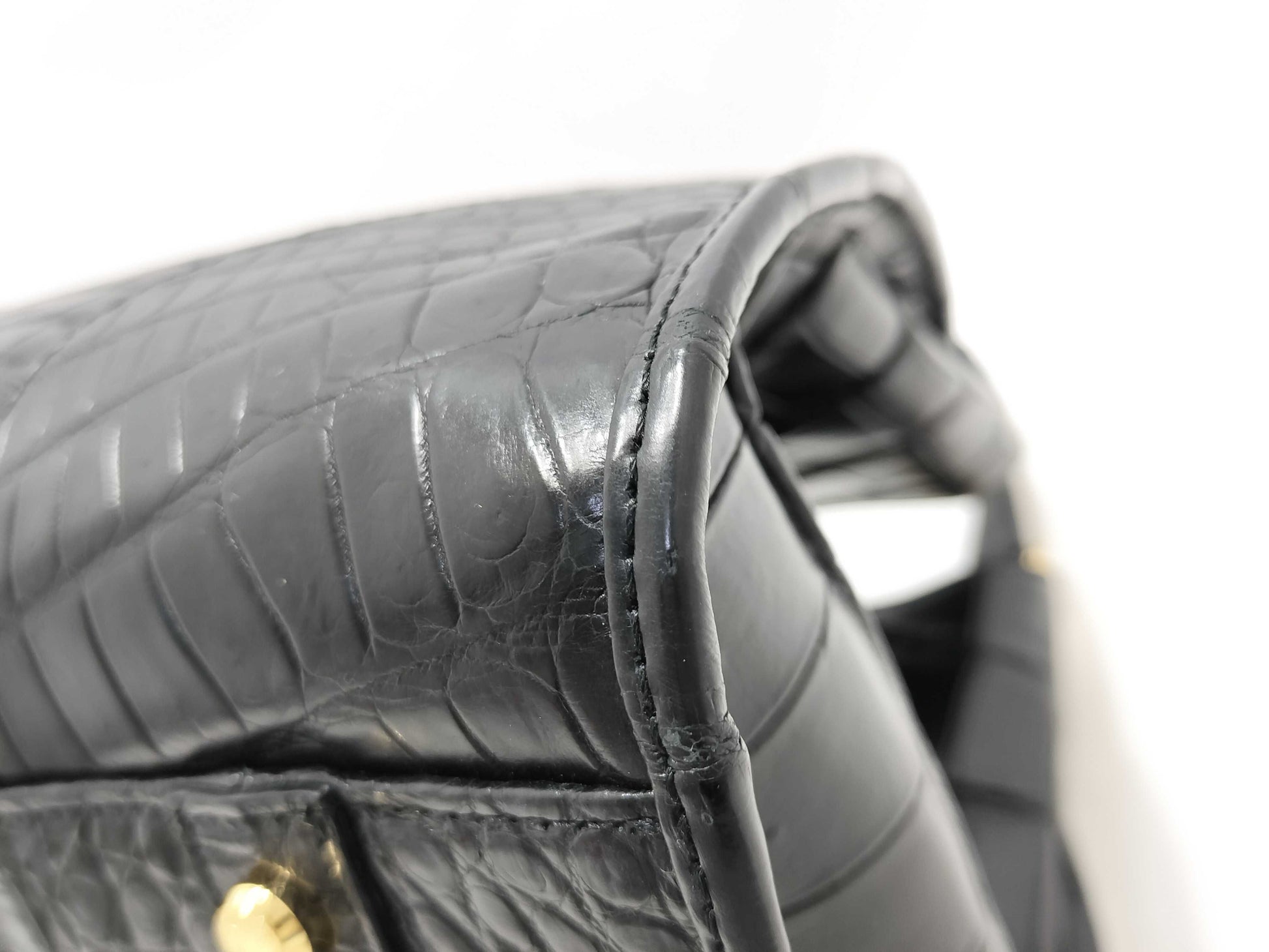 JRA Certified LEATHER JEWELS Crystal Reptiles Leather Jewels Crocodile Tote Bag Black Model T Tote Bag