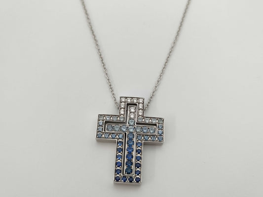 Damiani Belle Epoque S Iceberg Sapphire Diamond WG Au750 11.3g Necklace