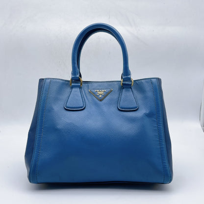 PRADA Saffiano Triangle Logo Bicolor Handbag