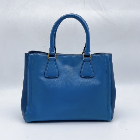 PRADA Saffiano Triangle Logo Bicolor Handbag