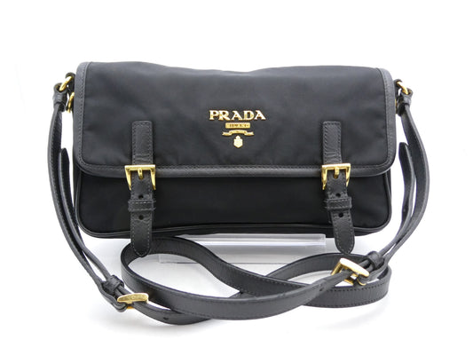 PRADA Logo Nylon Saffiano Shoulder Bag