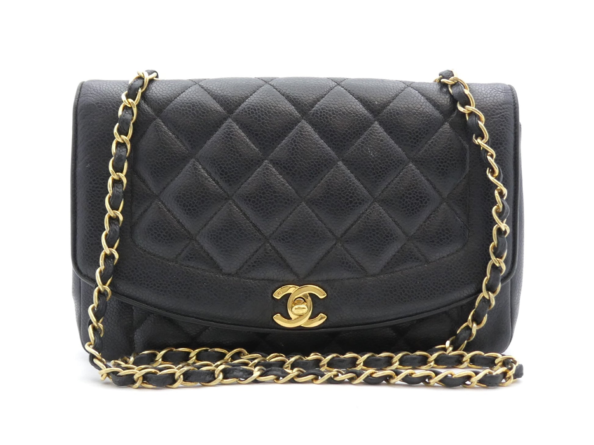 CHANEL Diana Caviar Skin Cocomark Chain Shoulder Bag