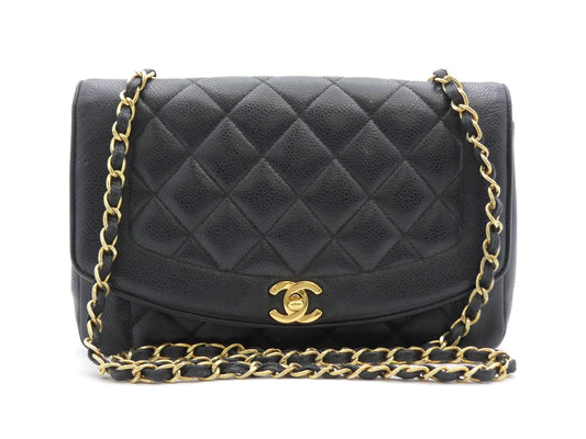 CHANEL Diana Caviar Skin Cocomark Chain Shoulder Bag