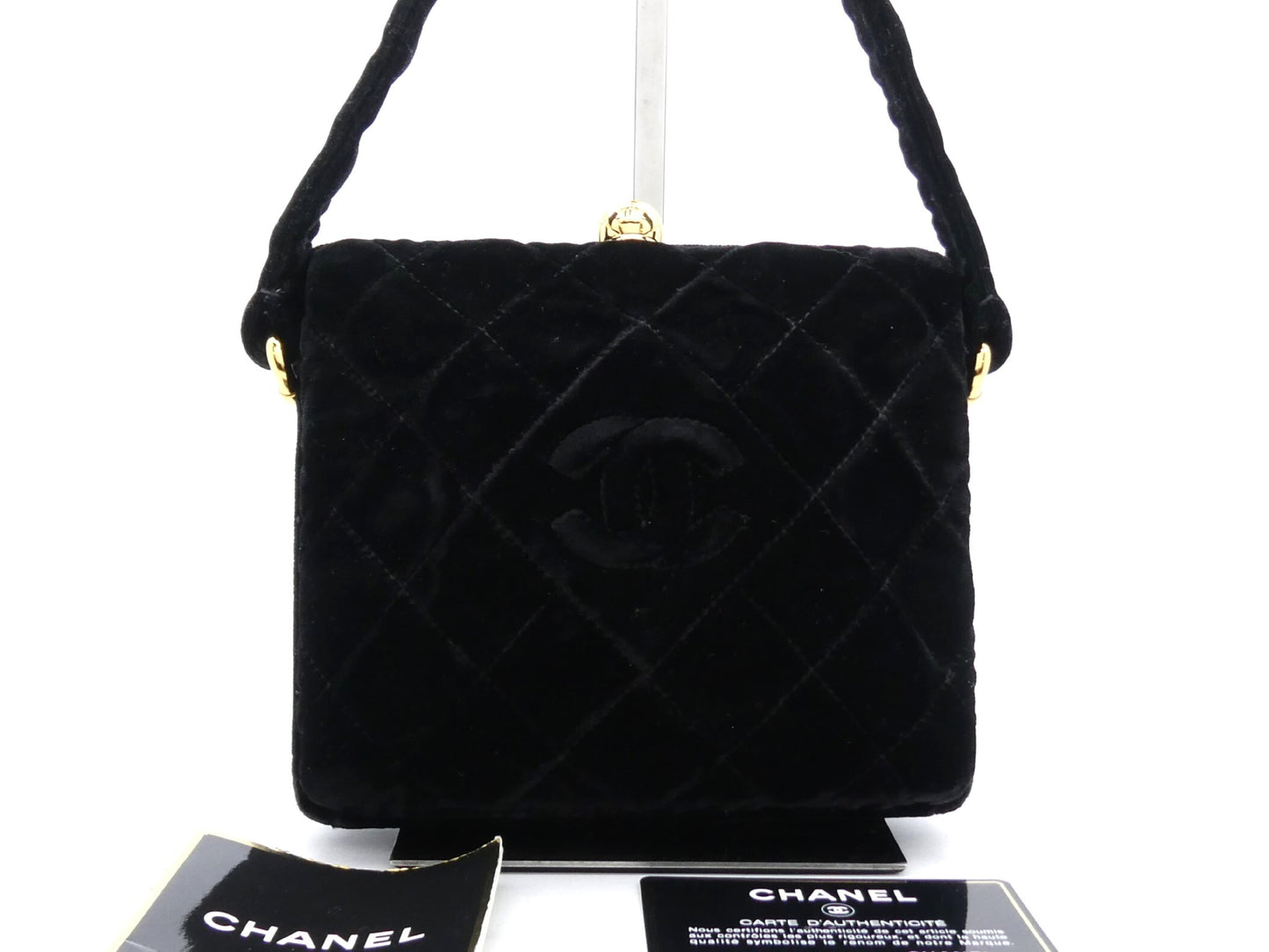CHANEL Matrasse Velor Cocomark Mouth Mouth Handbag